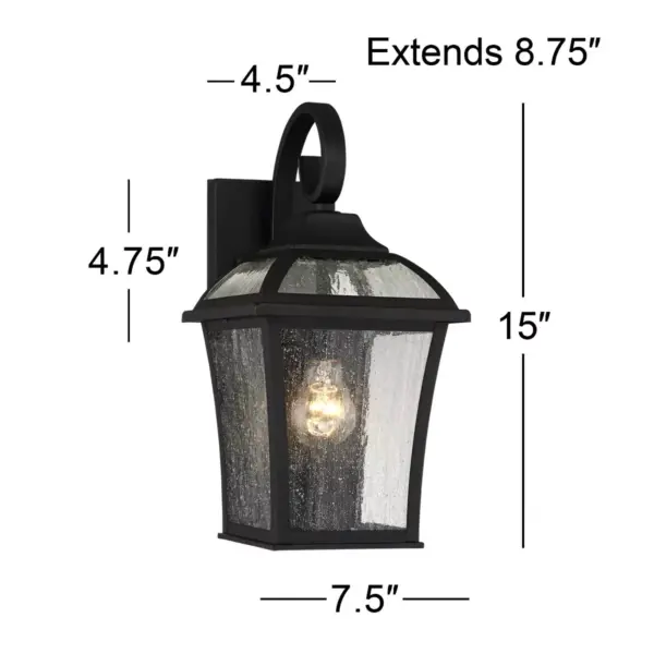 John Timberland Traditional Outdoor Wall Lights Fixture Set of 2 Carriage Style Textured Black 15" Clear Seedy Glass for House