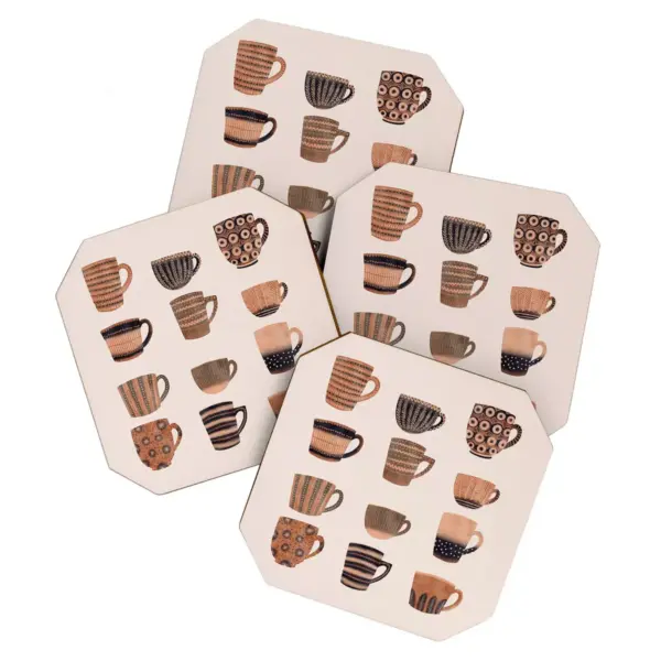 4pk Alisa Galitsyna Watercolor Tea Cups Coasters - society6