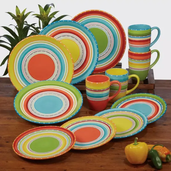 Certified International Mariachi Earthenware Dinner Plates (10.75") Orange - Set of 4