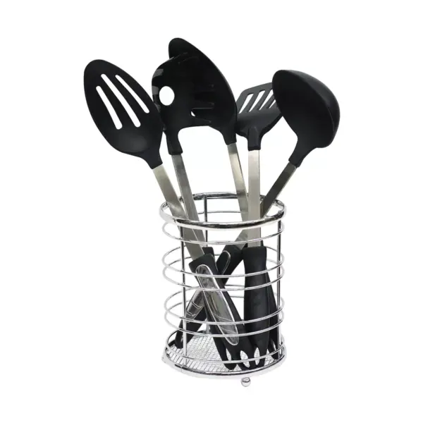 Home Basics Chrome Plated Steel Cutlery Holder