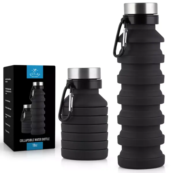 Zulay Kitchen Portable Water Bottle Collapsible - Black