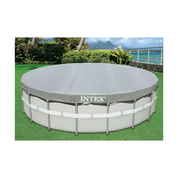 Intex 28041E UV Resistant Deluxe Debris Pool Cover for 18-Foot Intex Ultra Frame Round Above Ground  Swimming Pools with Drain Holes