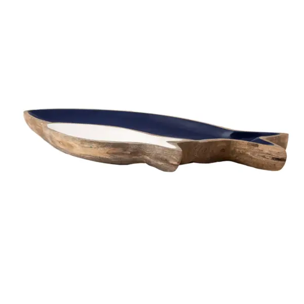 121oz Mango Wood Fish Serving Dish Blue - Thirstystone