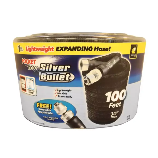 100' Pocket Hose Silver Bullet Green - As Seen on TV