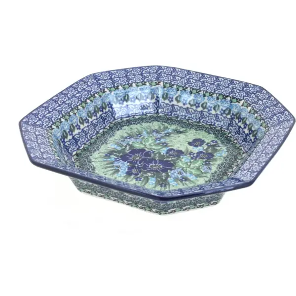 Blue Rose Polish Pottery Sapphire Fields Octagonal Dish