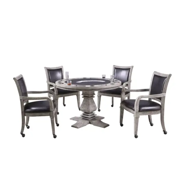 Hathaway Montecito Dining and Poker Table Set with Four Chairs - Driftwood