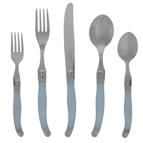 French Home Laguoile 20pc Stainless Steel Silverware Set Blue