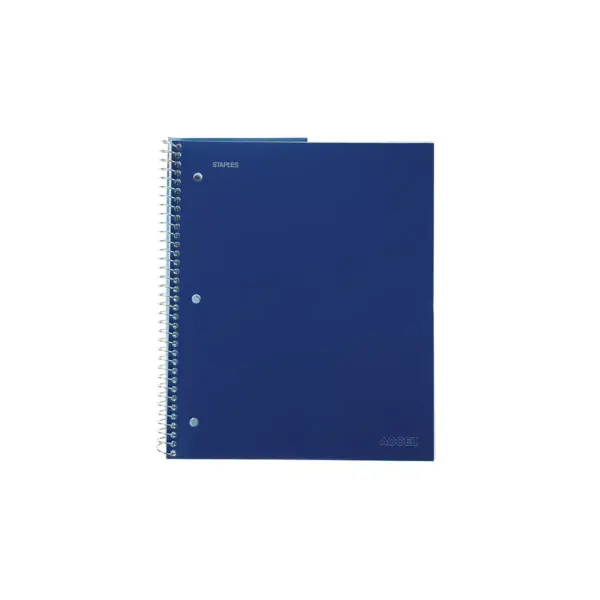 Staples Accel 1-Subject Notebook 8.5" x 11" College Ruled 100 Sh. Blue TR20951G/20951C