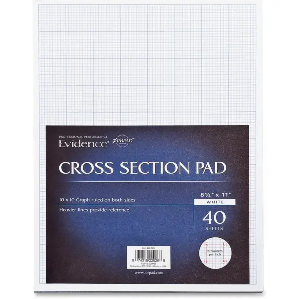 TOPS Products Cross-Section Pad Ruled 10x10 20lb. 40 Shts 8-1/2"x11" WE 22026