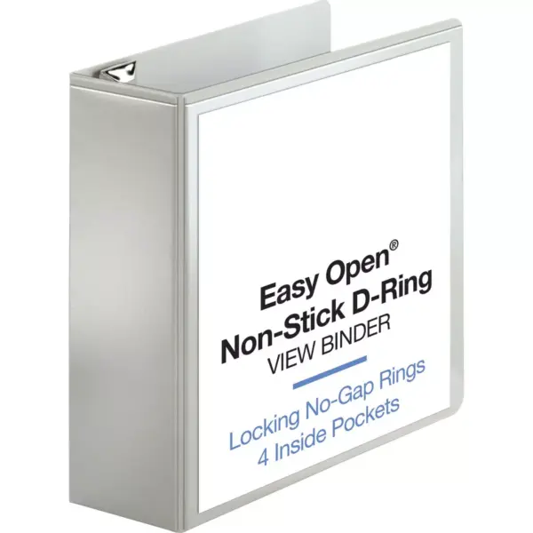 Business Source View Binder Locking D-Ring 4" Capacity Letter White 26963