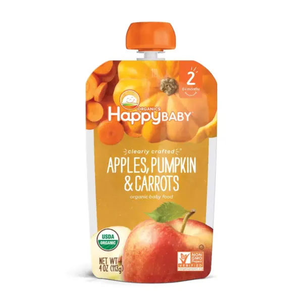 HappyBaby Clearly Crafted Apples Pumpkin & Carrots Baby Food - 4oz