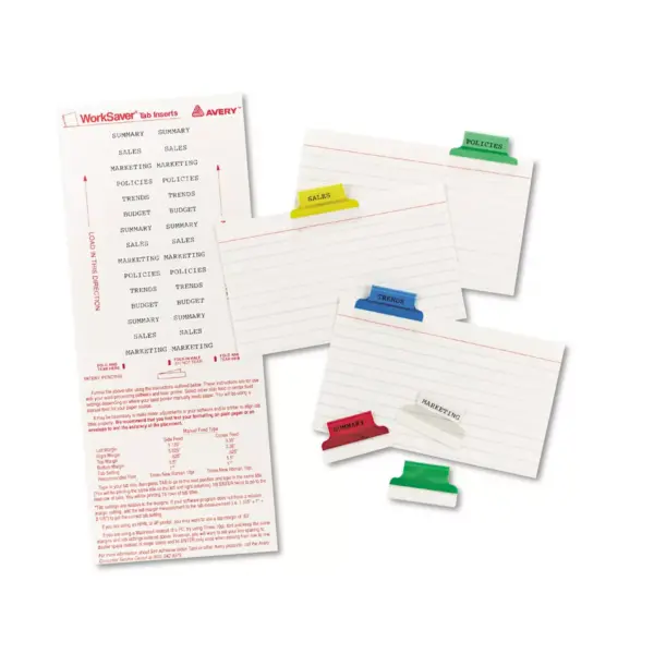 Avery Insertable Index Tabs with Printable Inserts 1 Assorted Tab 25/Pack 16219