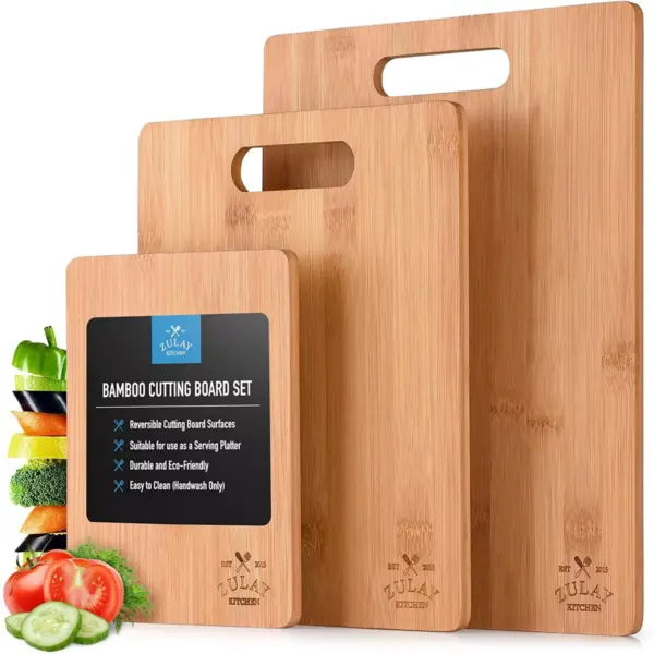 Zulay Kitchen Bamboo Wooden Cutting Boards