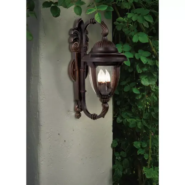 John Timberland Traditional Outdoor Wall Light Fixture Bronze Double Arm 21 1/2" Clear Seedy Glass for Exterior House Porch Patio