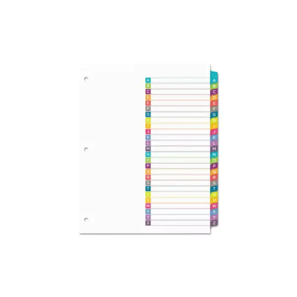 Avery Ready Index Table of Contents Dividers Multicolor Tabs A-Z Letter 11844