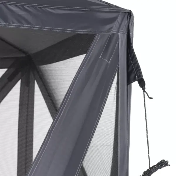 SlumberTrek Flexion Lightweight Outdoor 6 Sided Pop Up Gazebo Canopy Shelter with Mesh Screen Netting, Gray