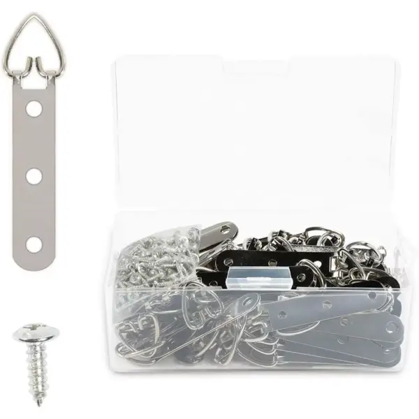 60 D Ring Picture Hangers with 180 Screws, 3 Holes (3.5 x 0.6 inch, 240 Pieces)