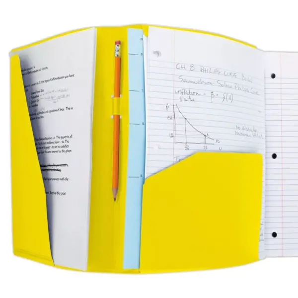 Composition Notebook College Ruled Trifold 2-Pocket Folder Yellow - Five Star