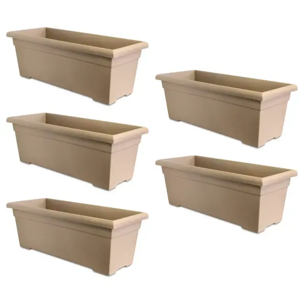 HC Companies ROP28000A34 28-Inch Plastic Romana Deck Planter, Sandstone (5 Pack)