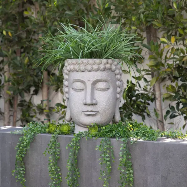 Buddha Head Planter Gray - Sagebrook Home