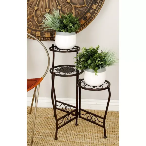 24" Modern Metal Novelty Plant Stand Brown - Olivia & May