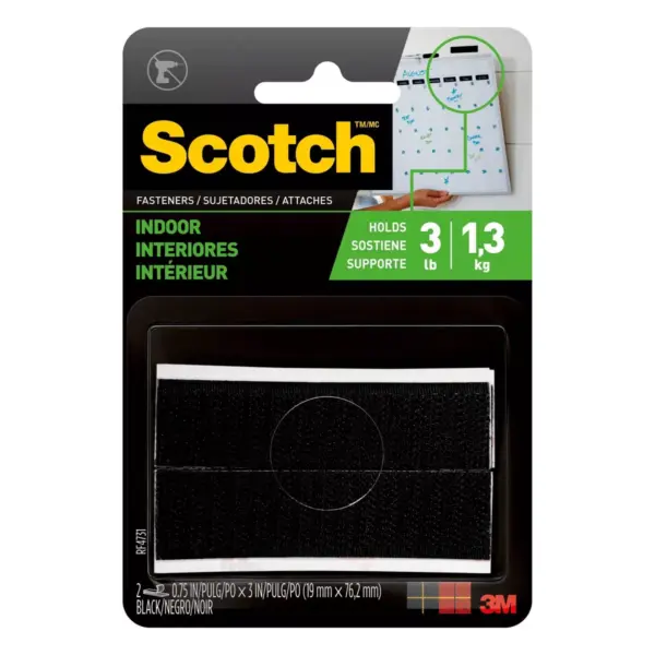 Scotch 3/4" x 3" indoor Fasteners Black