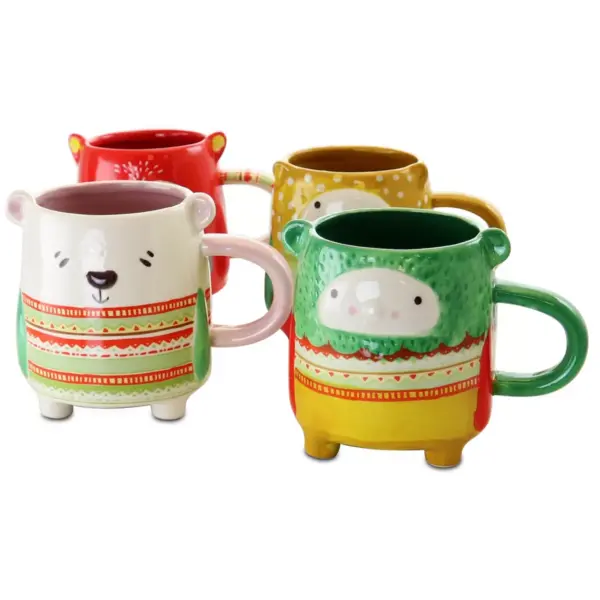 Gibson Home Buddies 4 Piece 18.4 Ounce Stoneware Figural Mug Set