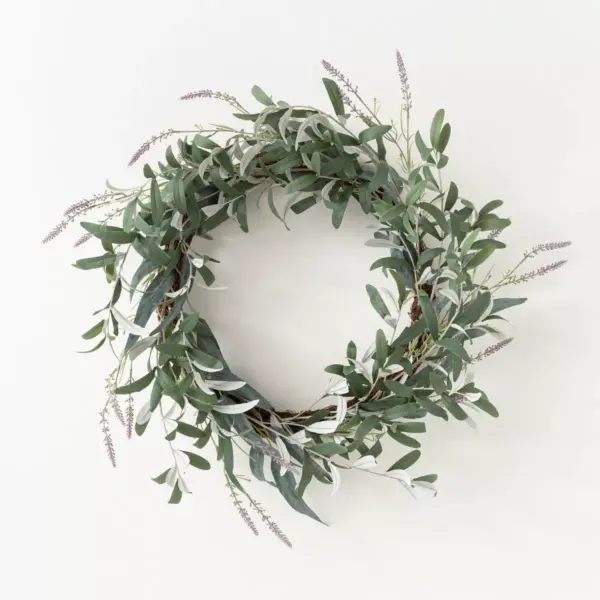 26" Artificial Olive/Eucalyptus Leaf with Lavender Wreath - Threshold™ designed with Studio McGee