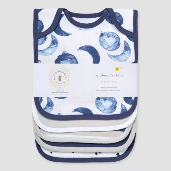 Burt's Bees Baby® Boys' 5pk Hello Moon Bib Cloth - Navy