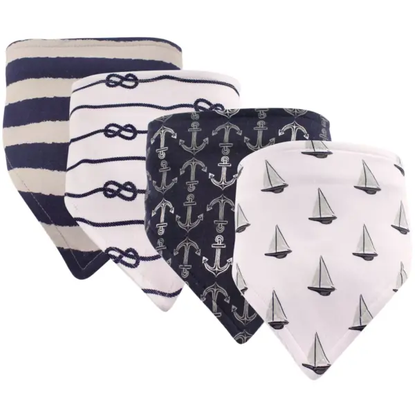 Hudson Baby Infant Boy Cotton Bandana Bibs 4pk, Sailboat, One Size