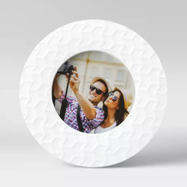 4" x 4" Round Textured Single Image Frame White - Room Essentials™