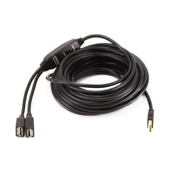 Monoprice USB 2.0 Extension Cable - 32 Feet - Black | 2 Port USB Type-A Male to USB Type-A Female, Active, Repeater