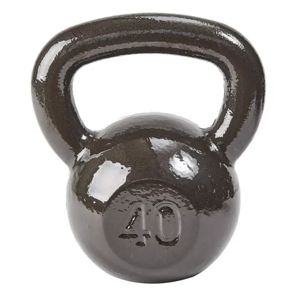 Everyday Essentials All Purpose Solid Cast Iron Single 40 Pound Kettlebell Weight with Flat Bottom and Wide Handle, For Home or Gym Workouts