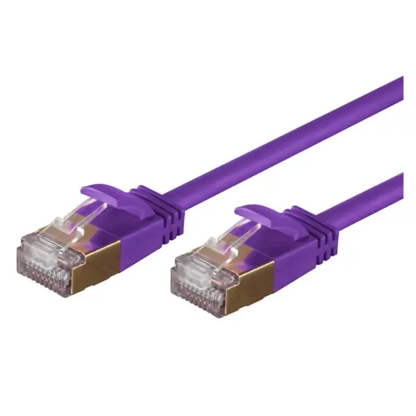 Monoprice SlimRun Cat6A Ethernet Patch Cable - Network Internet Cord - RJ45, Stranded, STP, Pure Bare Copper Wire, 36AWG, 14ft, Purple