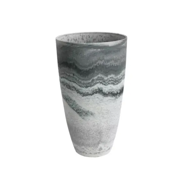 Algreen 43429 Acerra 12 Inch Diameter x 20 Inch Tall Curved Yard and Patio Vase Garden Flower Plant Planter Pot, Marble