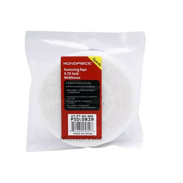 Monoprice 3-Pack Hook & Loop Fastening Tape 5 yard/roll, 0.75-inch - White