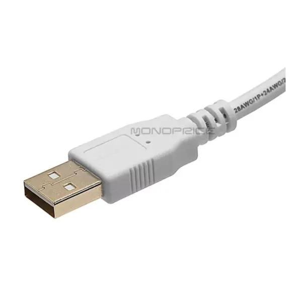 Monoprice USB 2.0 Cable - 1.5 Feet - White | USB Type-A to USB Mini-B 2.0 Cable - 5-Pin, 28/24AWG, Gold Plated