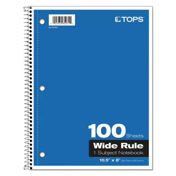 Tops Coil-Lock Wirebound Notebooks Legal/Wide 10 1/2 x 8 White 100 Sheets 65031