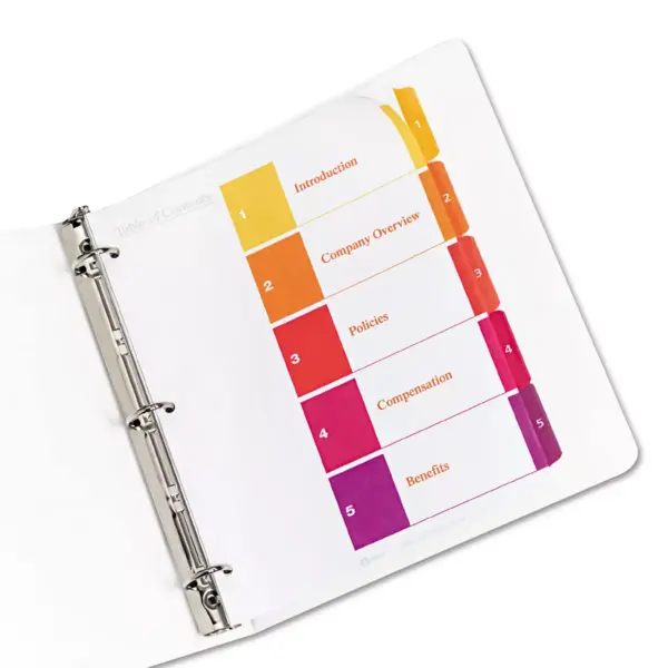 Avery Ready Index Customizable Table of Contents Asst Dividers 5-Tab Ltr 6 Sets 11187