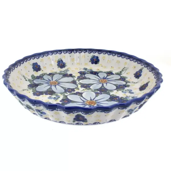 Blue Rose Polish Pottery Daisy Surprise Pie Plate