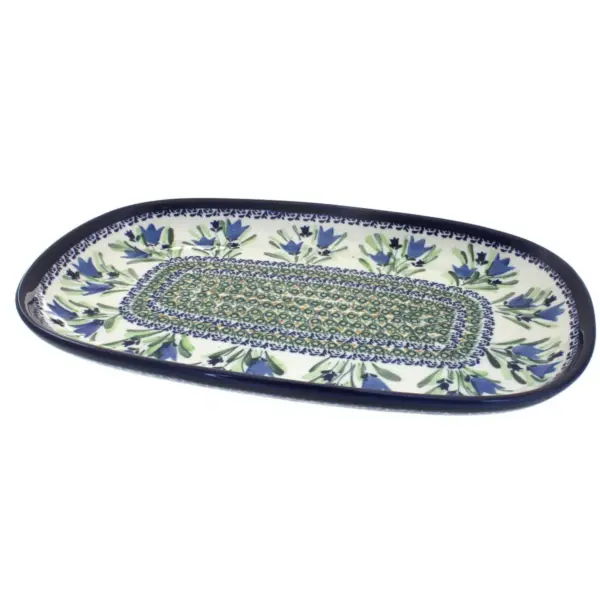 Blue Rose Polish Pottery Blue Tulip Rectangular Platter