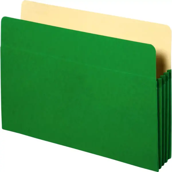 Business Source Accordion Pocket 3-1/2" Exp 11-3/4"x9-1/2" Green 26551