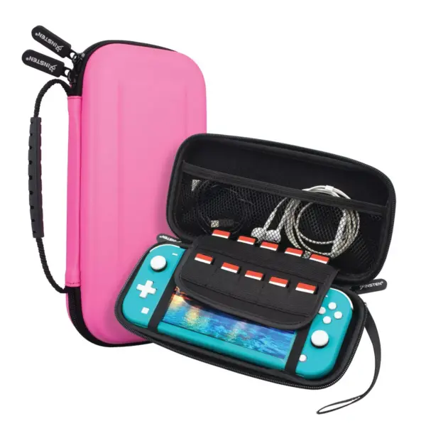 Insten For Nintendo Switch Lite Carrying Case - Portable Hard Shell Travel Pouch with Hand Strap, Pink