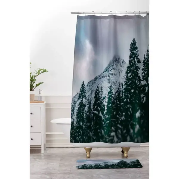 North Cascade Winter Shower Curtain Black - Deny Designs