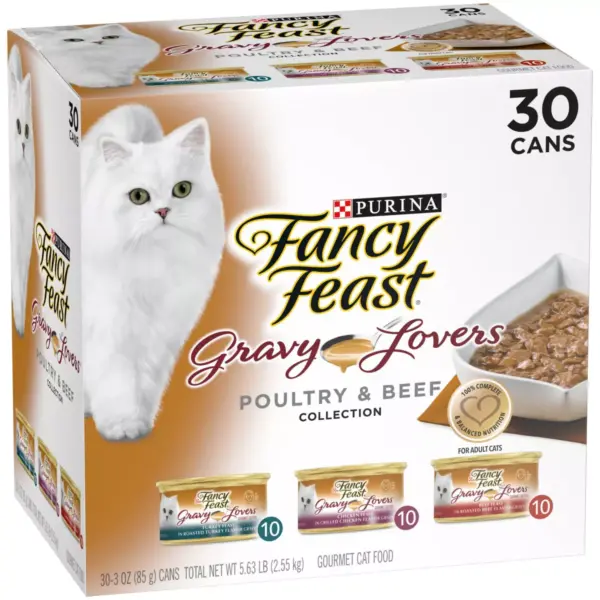 Purina Fancy Feast Gravy Lovers Poultry & Beef Collection Gourmet Wet Cat Food - 3oz/30ct Variety Pack