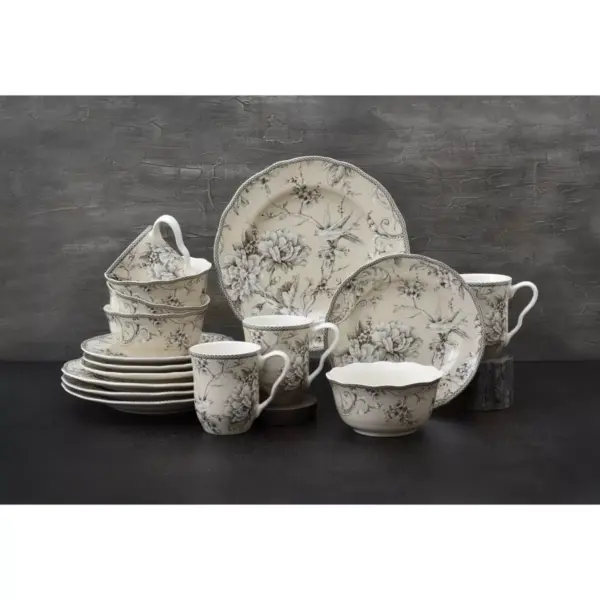 16pc Porcelain Adelaide Dinnerware Set White - 222 Fifth