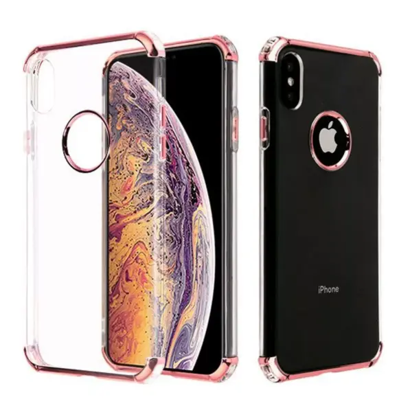 ASMYNA Klarion Candy TPU Rubber Skin Case Cover compatible with Apple iPhone XS Max, Clear/Rose Gold