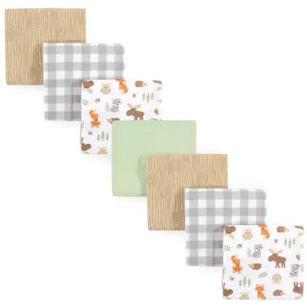 Hudson Baby Infant Boy Cotton Flannel Receiving Blankets Bundle, Woodland, One Size