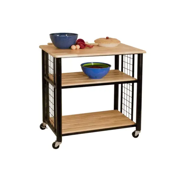 Wood Contemporary Kitchen Cart in Black - Catskill Craftsmen