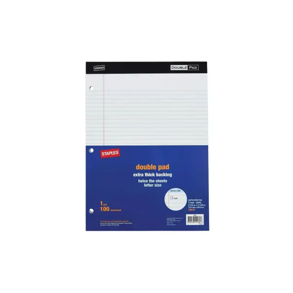 Staples Notepad 8.5" x 11.75" Narrow White 100 Sheets/Pad (13773/18579) 822759